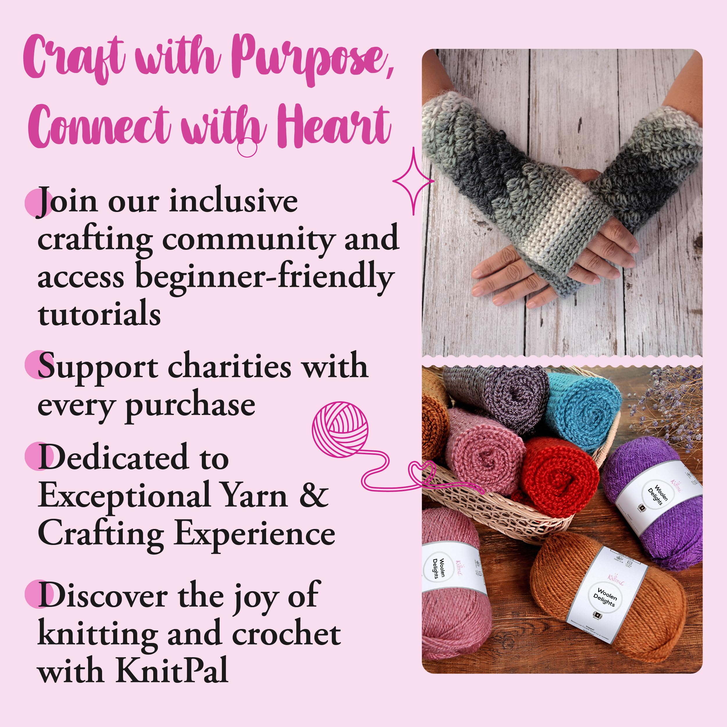 KnitPal Woolen Delights Soft Wool Yarn for Crocheting, 40% Wool, 40% Acrylic, 20% Polyamide - Wool Blend Yarn - #4 Aran/Heavy Worsted Weight Wool Yarn - 3 Skeins, 522yds/300g - Bubblegum Pink