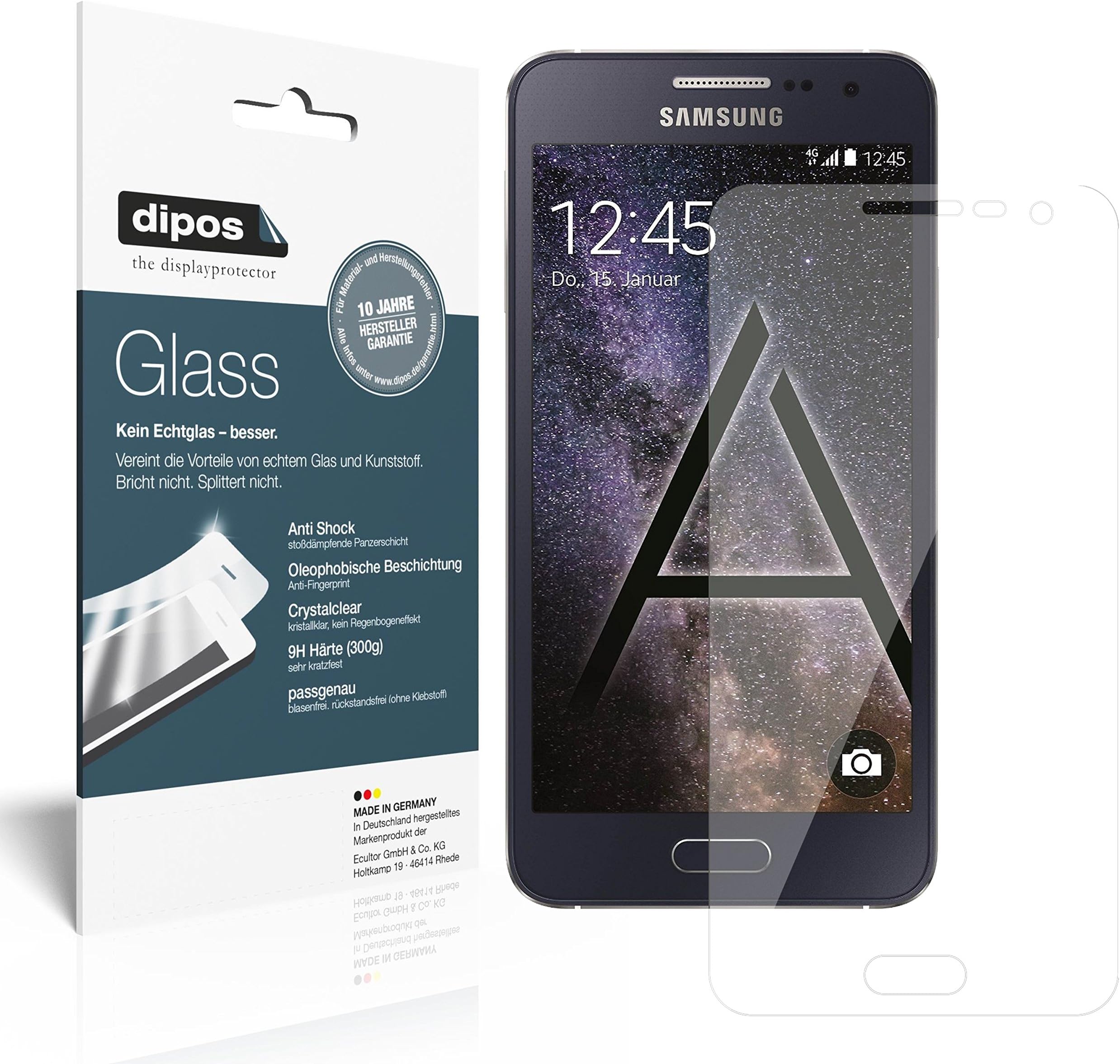 Ecultor dipos I 2x Screen Protector compatible with Samsung Galaxy A3 (SM-A300F) Flexible Glass 9H Display Protection