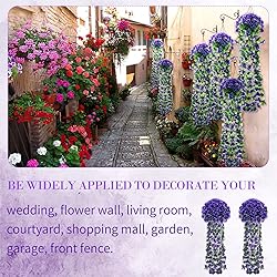 XunYee 4 Pack Violet Hanging Flowers Artificial
