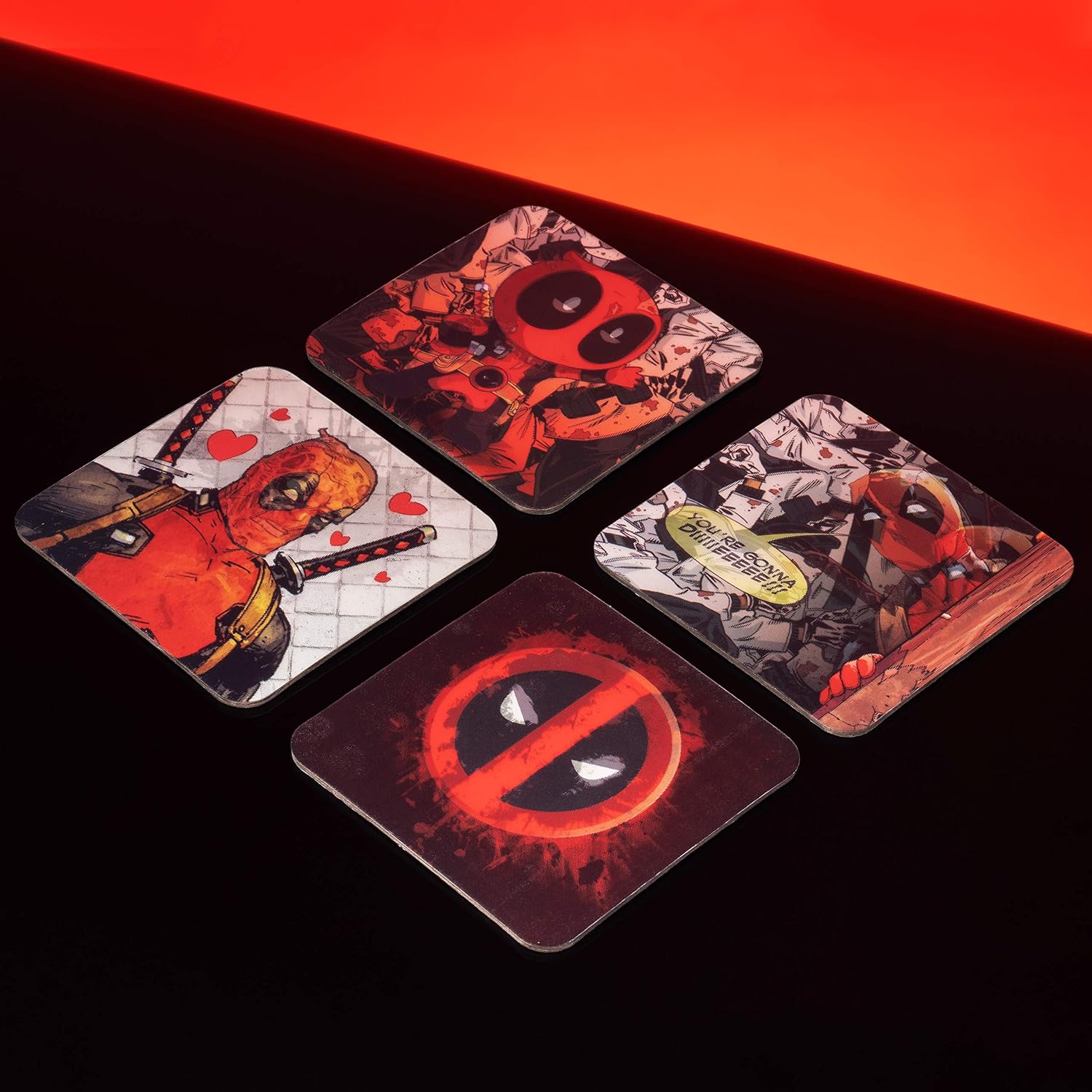 Paladone Deadpool Lenticular Coaster 4-Pack Products Officially Licensed Merchandise | Perfect for Friends, Family, Birthdays or Christmas, Multicolour, Approx. 8.8 x 8.8 cm - Image 3