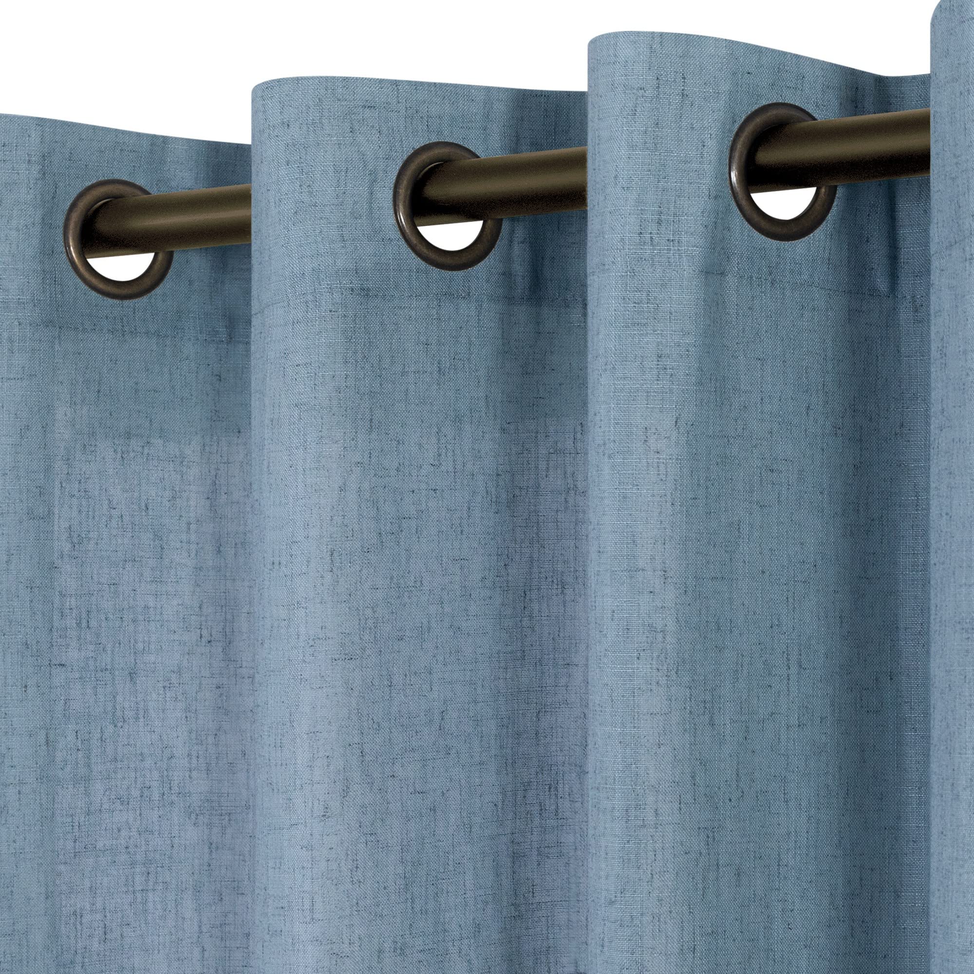 KOUFALL Stone Blue Bronze Grommet Linen Blend Blend Sheer Curtains 52x108 Inch Length for Bedroom
