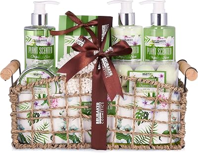 BRUBAKER Bath & Shower Set Aloe Vera 13 Pc Gift Basket Lotion Gel Fizzers Salts