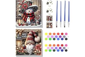 NEGEKFKX 2 Pack Christmas Paint by Numbers Kit for Adults Beginner with Framed,Snowman Easy Adult Paint by Number Kits on Canvas DIY Painting for Beginners Art by Numbers for Home Wall Decor 10x10 Inch