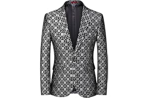 UNINUKOO Mens Blazer Jacket Plaid Slim Fit Casual Party Prom Ligthweight Sport Coat Suit Separates