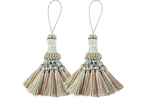 BEL AVENIR Elegant Polyester Tassel Handmade Colorful Craft Tassels Charms for Key Chain Straps DIY Accessories (Blue, 2 Pack)