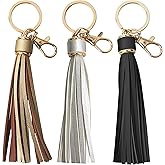 Tsocent 3 Pack Tassel Keychain, Leather Key Rings Bag Hanging Tassels for Women