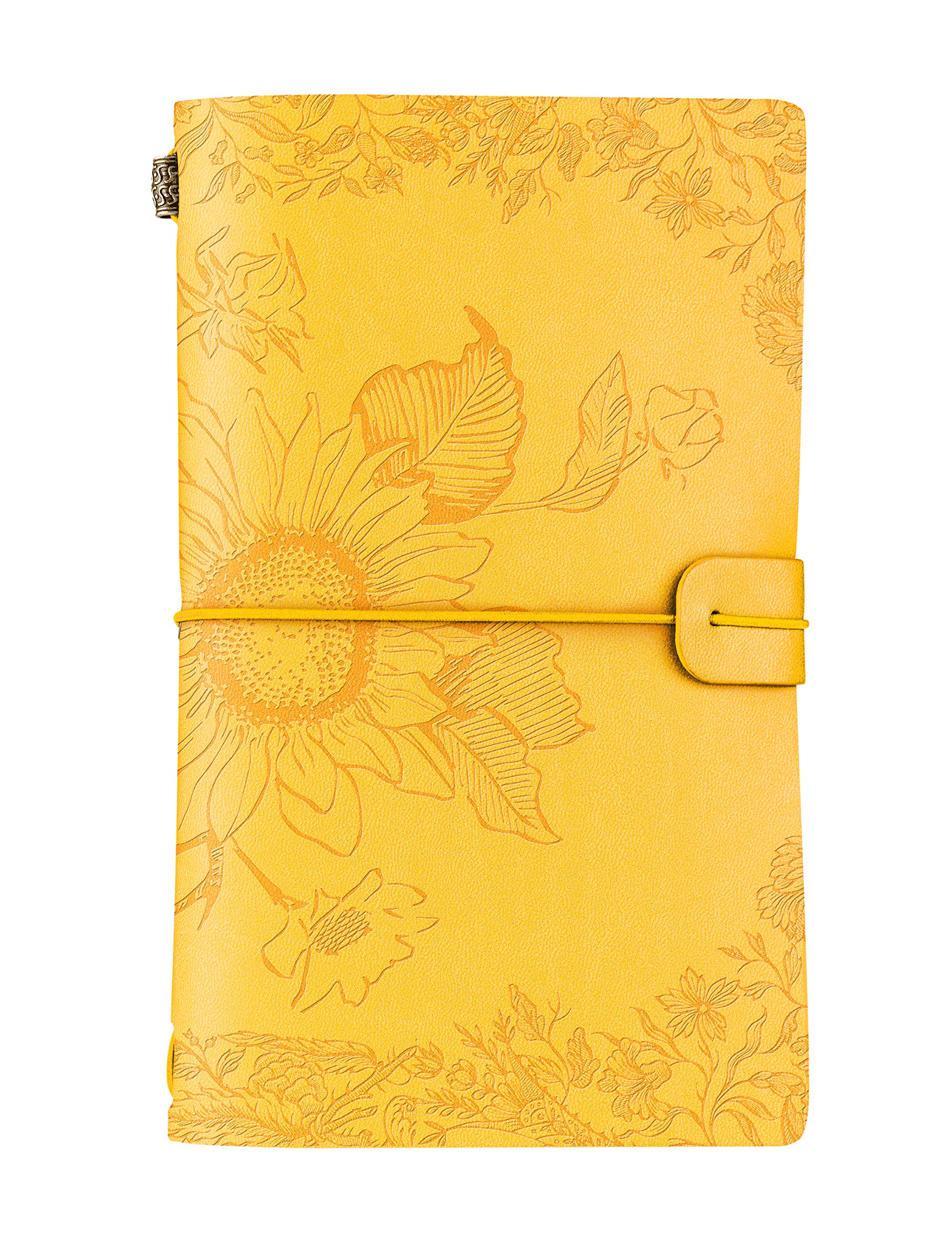Photo 1 of InnoBeta Sunflower gifts for Women Leather Journal Notebook 7x5 Inches, Refillable Sketchbook, Travel Diary, Lined Planner - Yellow - Magic Sunflower
