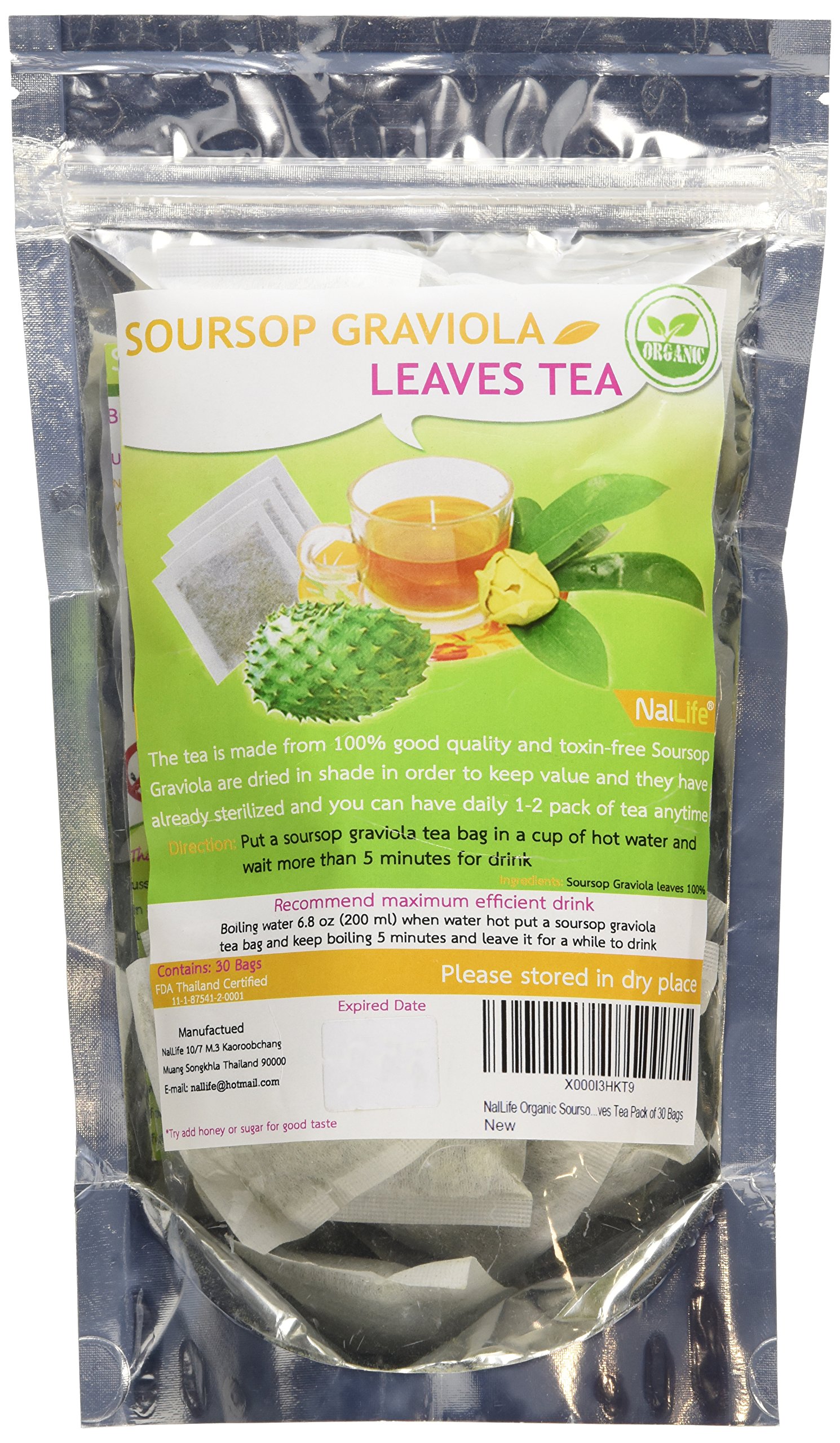 NalLife Organic Soursop Graviola Leaves Tea Pack of 30 Bags