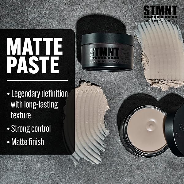 STMNT GROOMING GOODS MATTE PASTE 3.38 OZ | ALL DAY STRONG HOLD & HIGH VOLUME | HAIR CLAY PASTE FOR MEN | NON-GREASY FORMULA | TEXTURE PASTE FOR HAIR | IDEAL FOR DRY & DAMP HAIR | MENS HAIR STYLING
