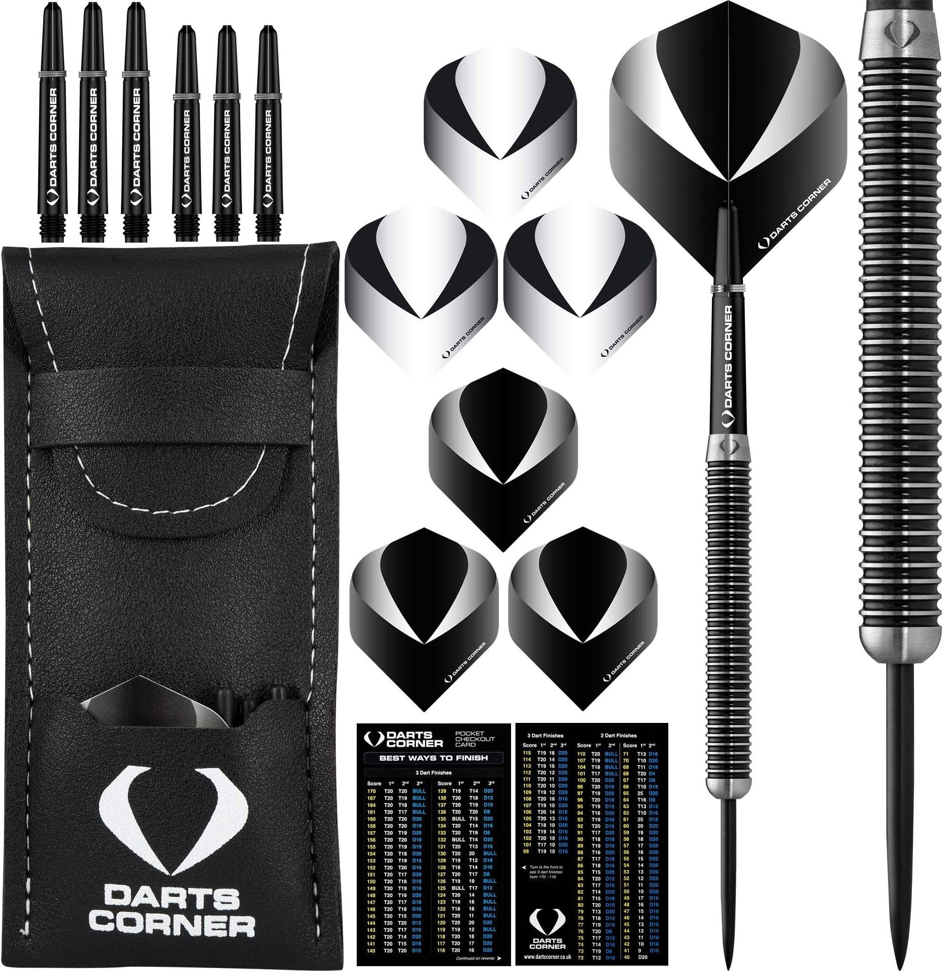 Darts Corner Warfare Darts | Steel Tip Darts Set | 80% Tungsten Barrels | Black Ring, M1 22g (D0611)