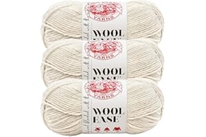 Lion Brand Yarn Wool-Ease Yarn, Worsted-Weight Yarn for Knitting and Crocheting, 3 Pack, Natural Heather