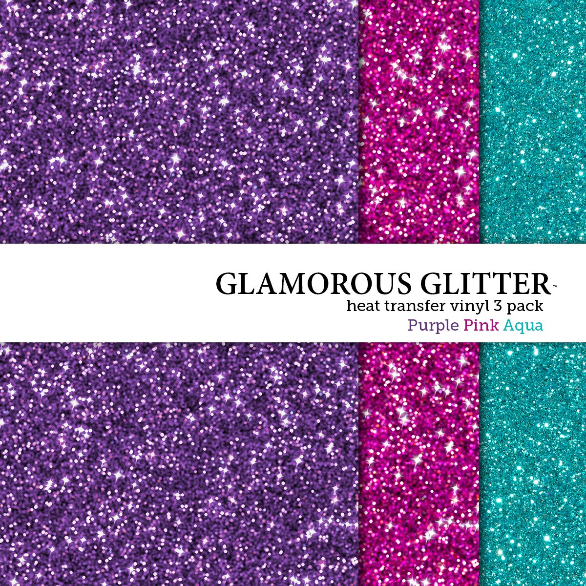 Glamorous Glitter Heat-Transfer Vinyl Multi-Pack 3 Sheets Purple, Pink ...