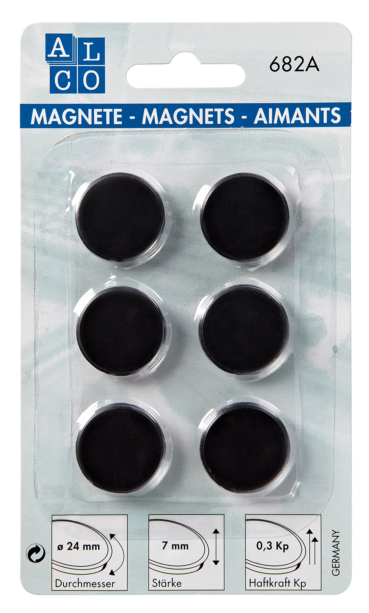 ALCO-Albert 682A11 Magnets Diameter 24 mm Pack of 6 Round Black