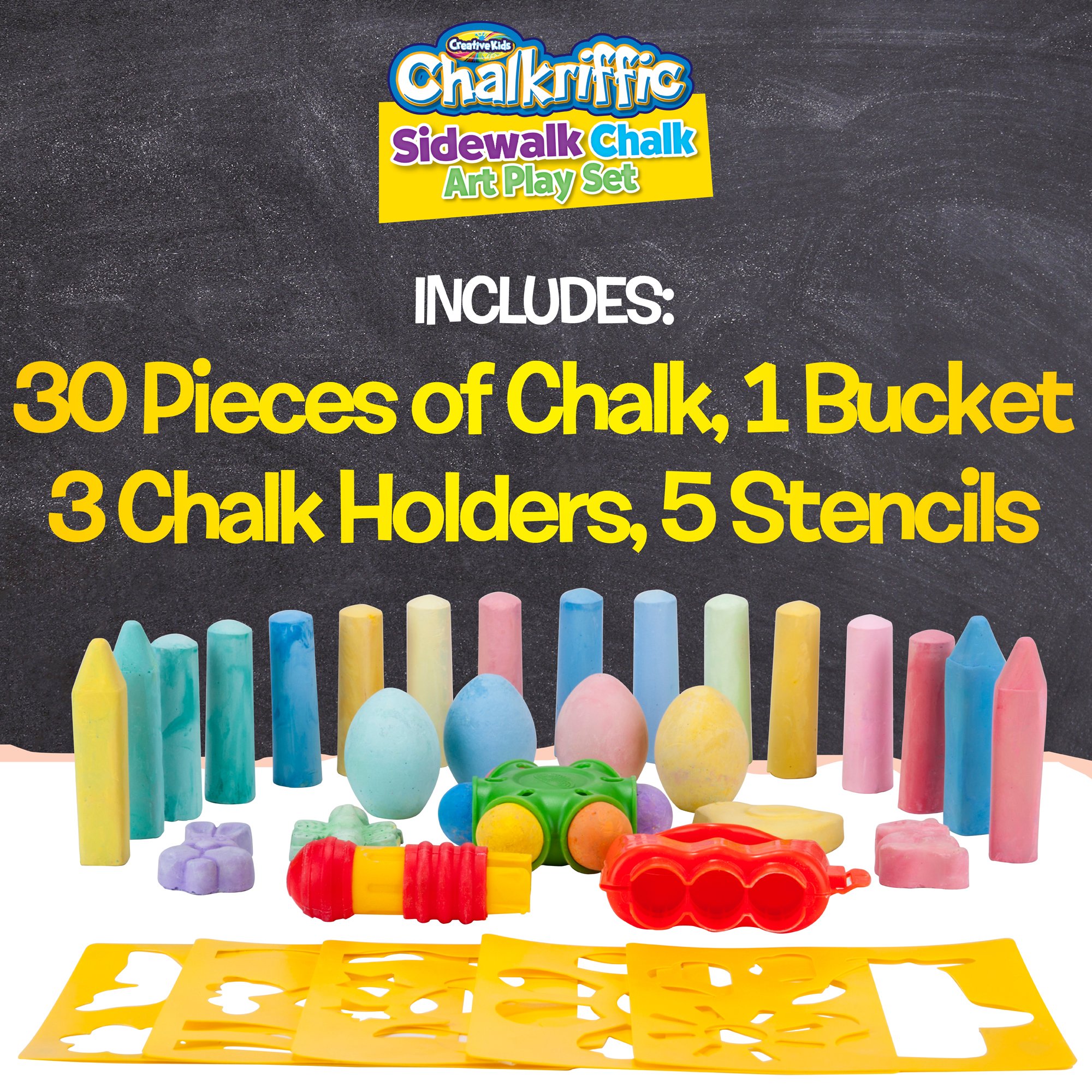 Creative Kids Premium Sidewalk Chalk Art Play Set Bucket Bundle of