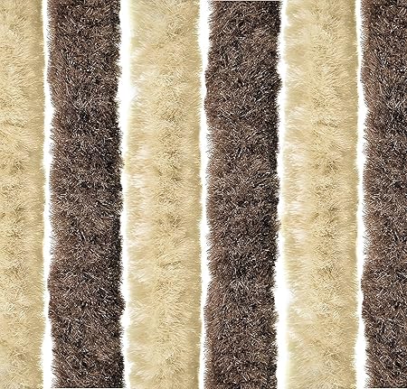 defacto® Flauschvorhang Türvorhang 100x220cm Chenille Fliegenschutz Insektenschutz Camping Made in Italy Braun/Beige