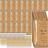 gisgfim 50 Sets Employee Appreciation Gift Bulk Inspirational Bamboo Ballpoint Pens with Thank You Greeting Cards Appreciation Gifts for Nurse Volunteer Coworker Teacher Team Graduation Party Fa