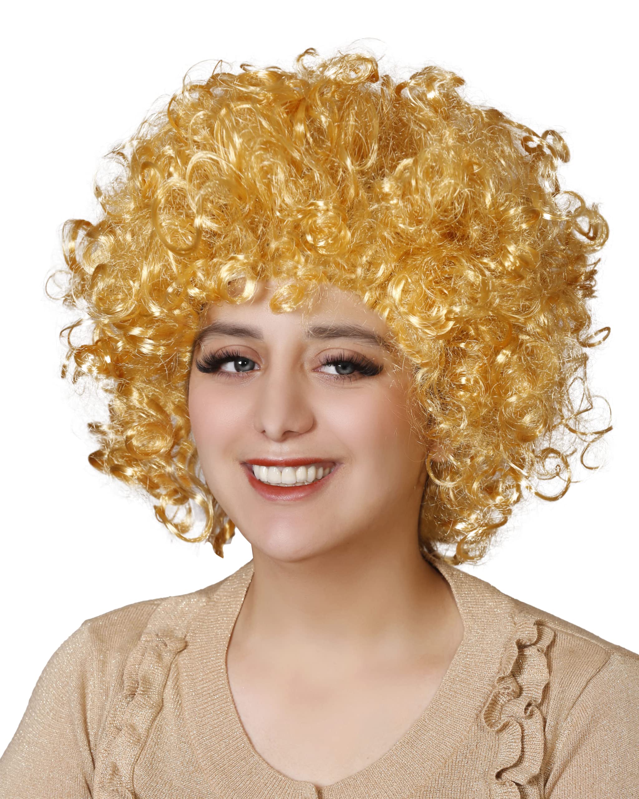 Unisex Clown Wig Circus Funny Fancy Party Dress Accessory Afro Stag Do Fun Joker (Gold)