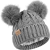 Tontuland Kids Winter Beanie Children’s Warm Knitted Fleece Lined Ski Pom-Pom Warm Knit Hat for Boys & Girls 3-9 Years