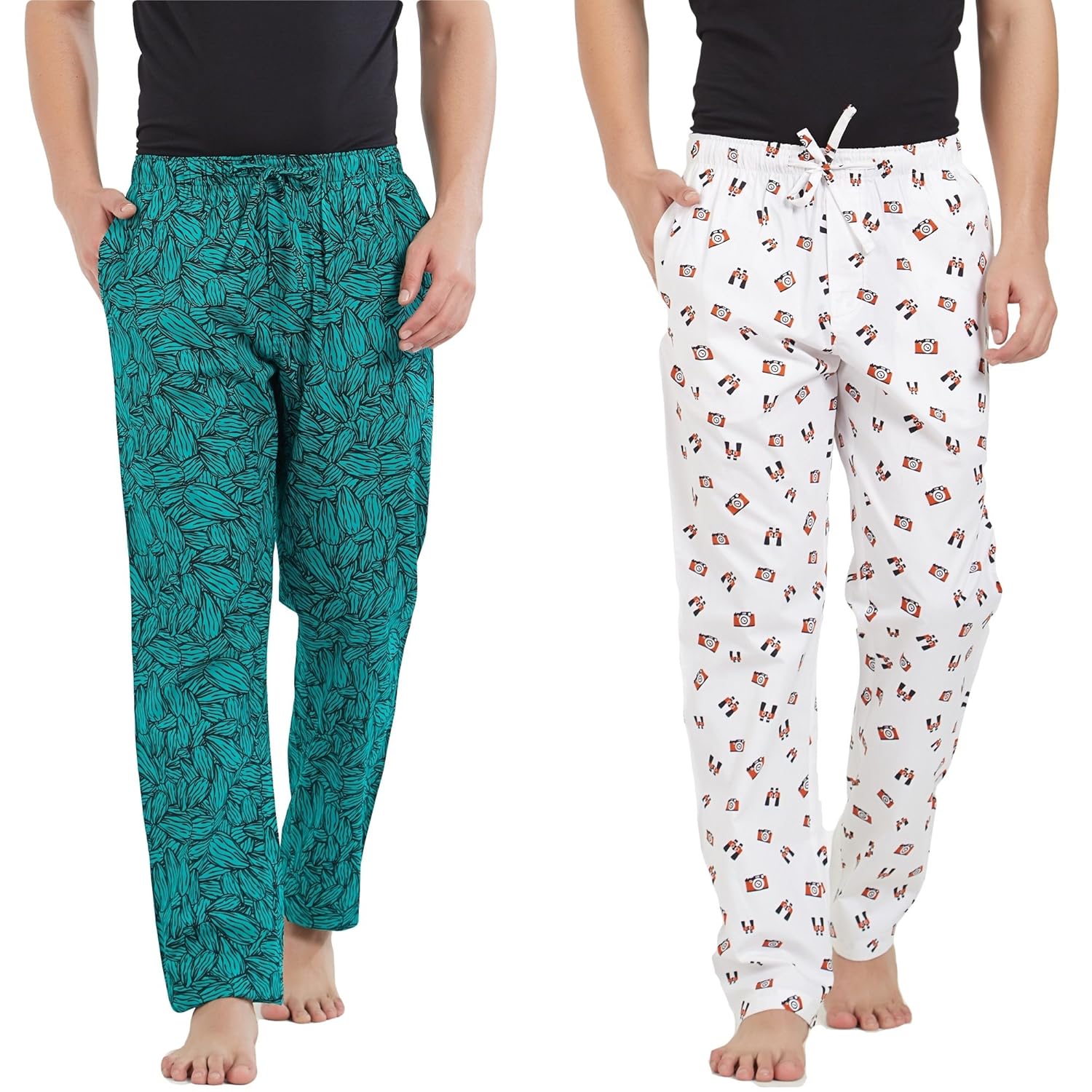 xy xx men's multicolor printed cotton pyjama (pack of 2)
