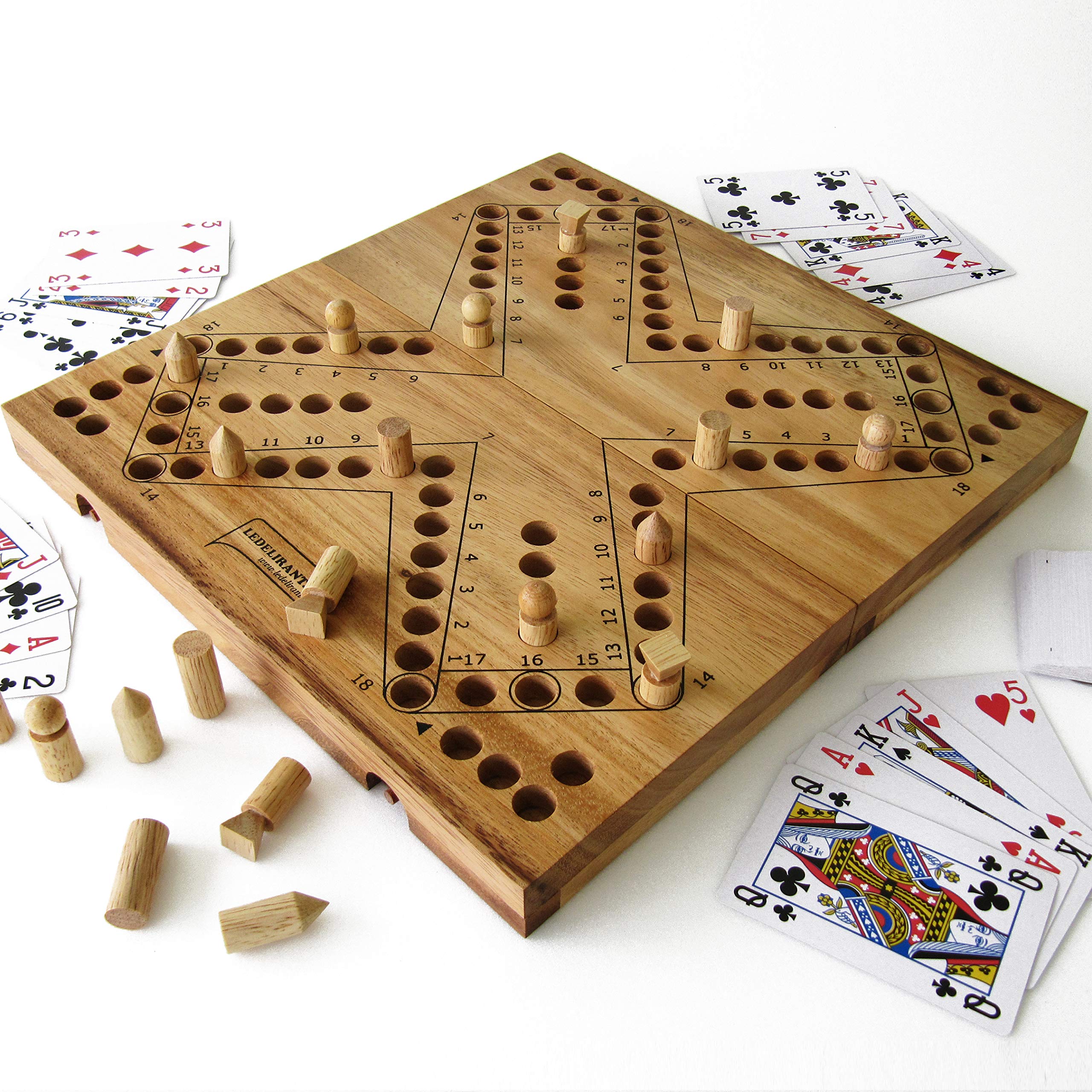 BIG TOC 4 BOARD GAME - TOCK. From 2 to 4 players from 7 yo, family strategy board game in eco-friendly solid wood - CE standards. Brand : le Délirant®, easy to store with reclosable board.