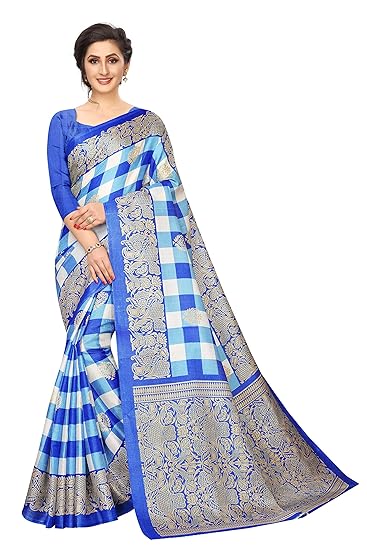 Womens Mysore Silk Printed Saree With Blouse Piece