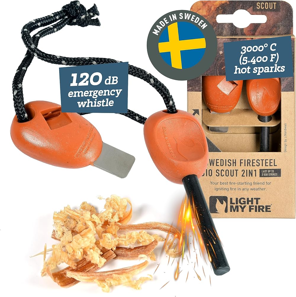 Light My Fire Fire Steel Outdoor Scout 2-in-1 Emergency Whistle 3000 Ignitions