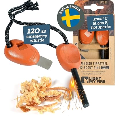 Light My Fire Fire Steel Outdoor Scout 2-in-1 Emergency Whistle 3000 Ignitions