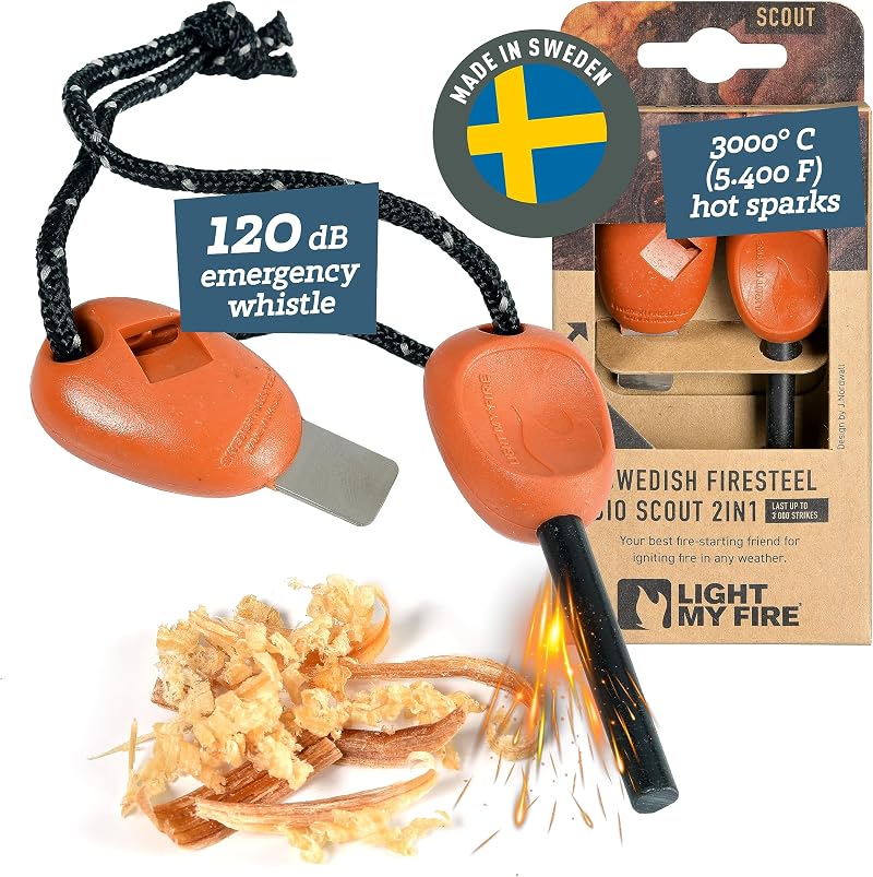 Light My Fire Fire Steel Outdoor Scout 2-in-1 Emergency Whistle 3000 Ignitions