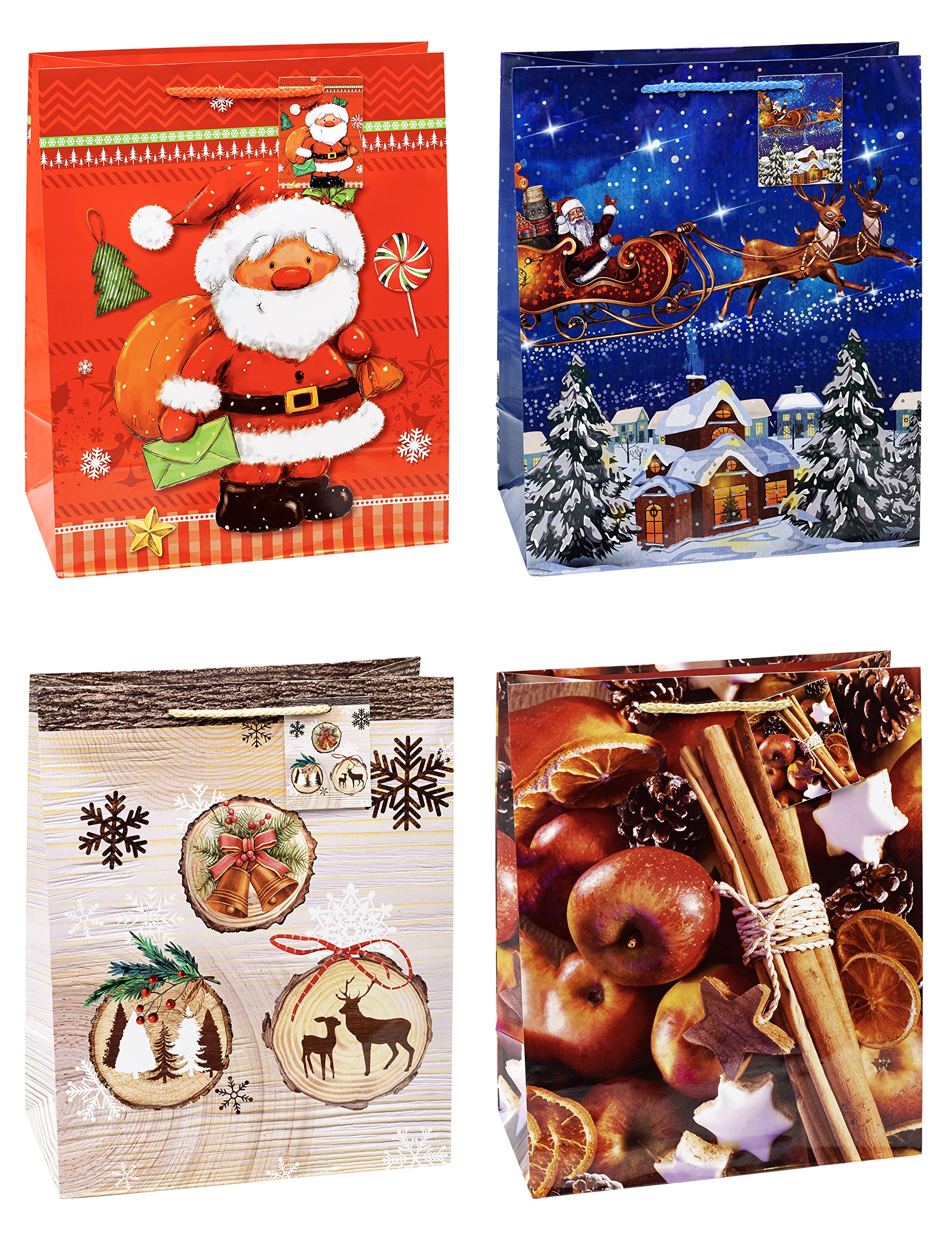TSI 84317 Gift Bags Christmas No 7, Pack of 12, Size: Large (10 x 5.5 x 12.5 inch)