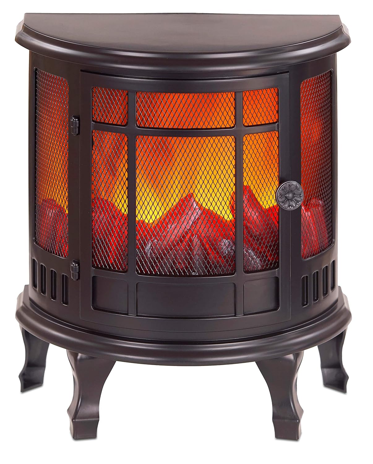 LED-Flammeneffekt Kaminofen mit Beinen 35 x 30 cm Schwarz BRUBAKER LED