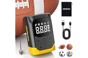 AUTOWN Smart Electric Ball Pump for Sports Balls, 17 PSI High-Pressure Basketball Pump with 2600mAh Battery, Digital LCD Display & Accurate Pressure Gauge, Fast Inflation & Deflation for Soccer, Rugby