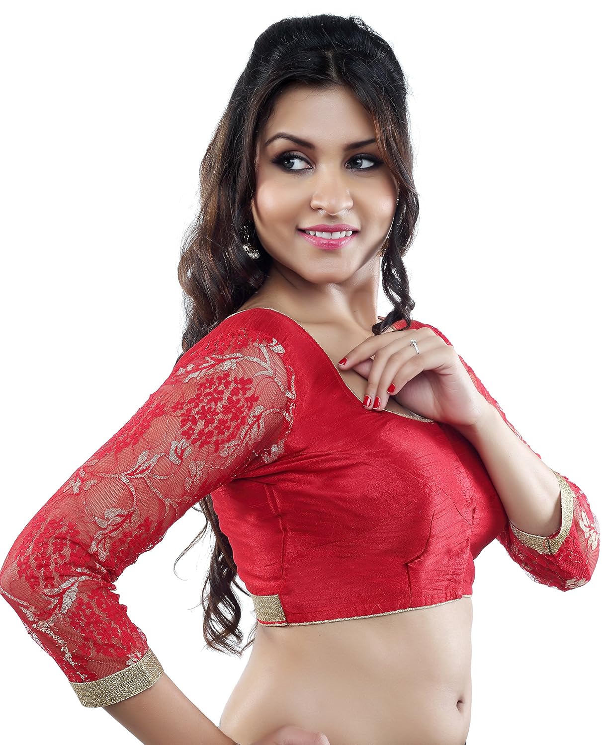 studio shringaar round neck solid cotton maroon stylish blouse