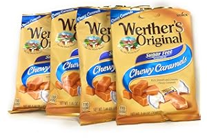 WERTHERS Werther's Chewy Caramels Candies Original Sugar Free, 1.46 Ounce Pack of 4