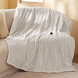 Bedsure Heated Blanket Electric Throw - Soft Ribbed
