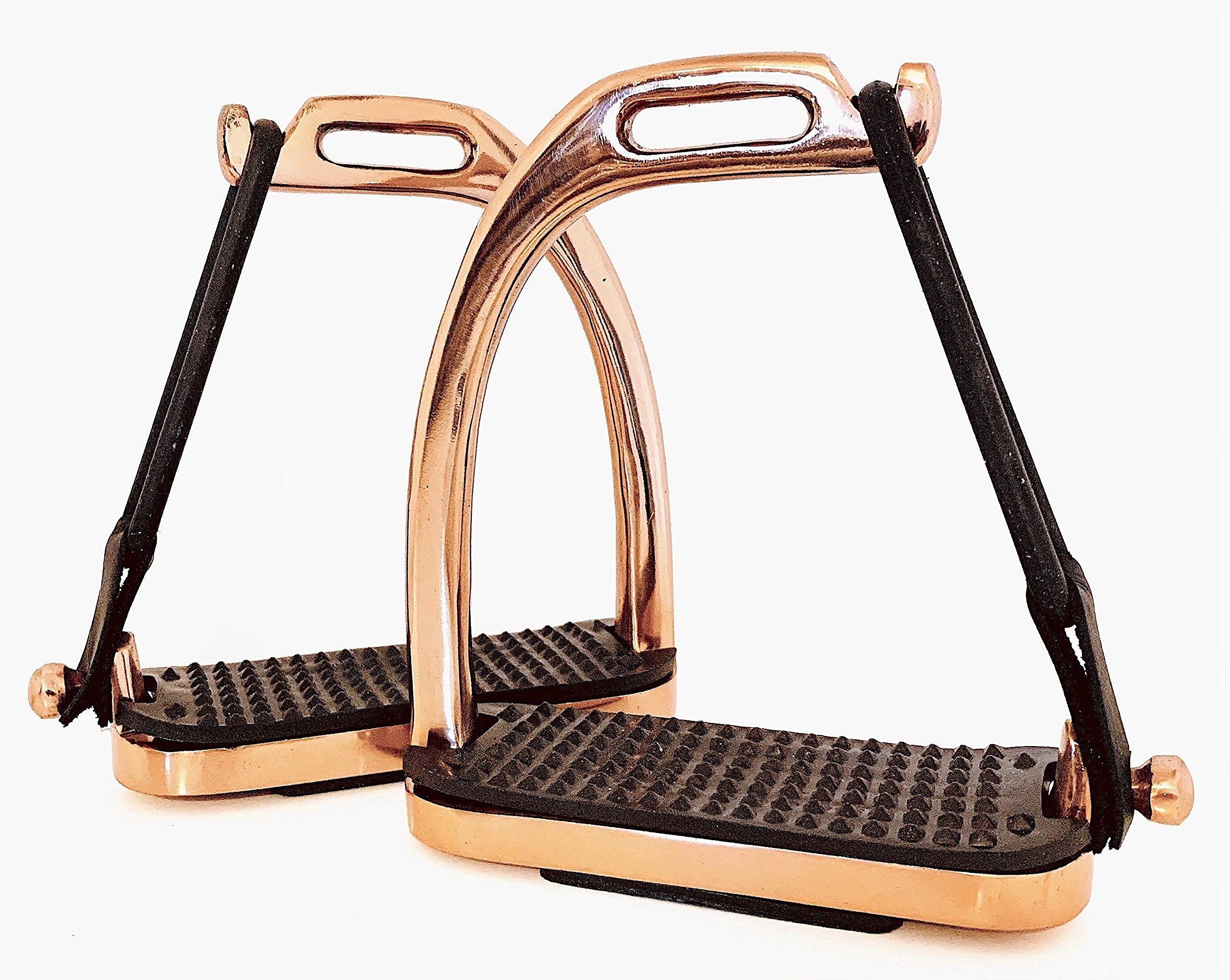 EXTREME PEACOCK ROSE GOLD Gloss Fillis Safety STIRRUPS Horse Riding S/Steel With Strong Treads 4.75" 12cm