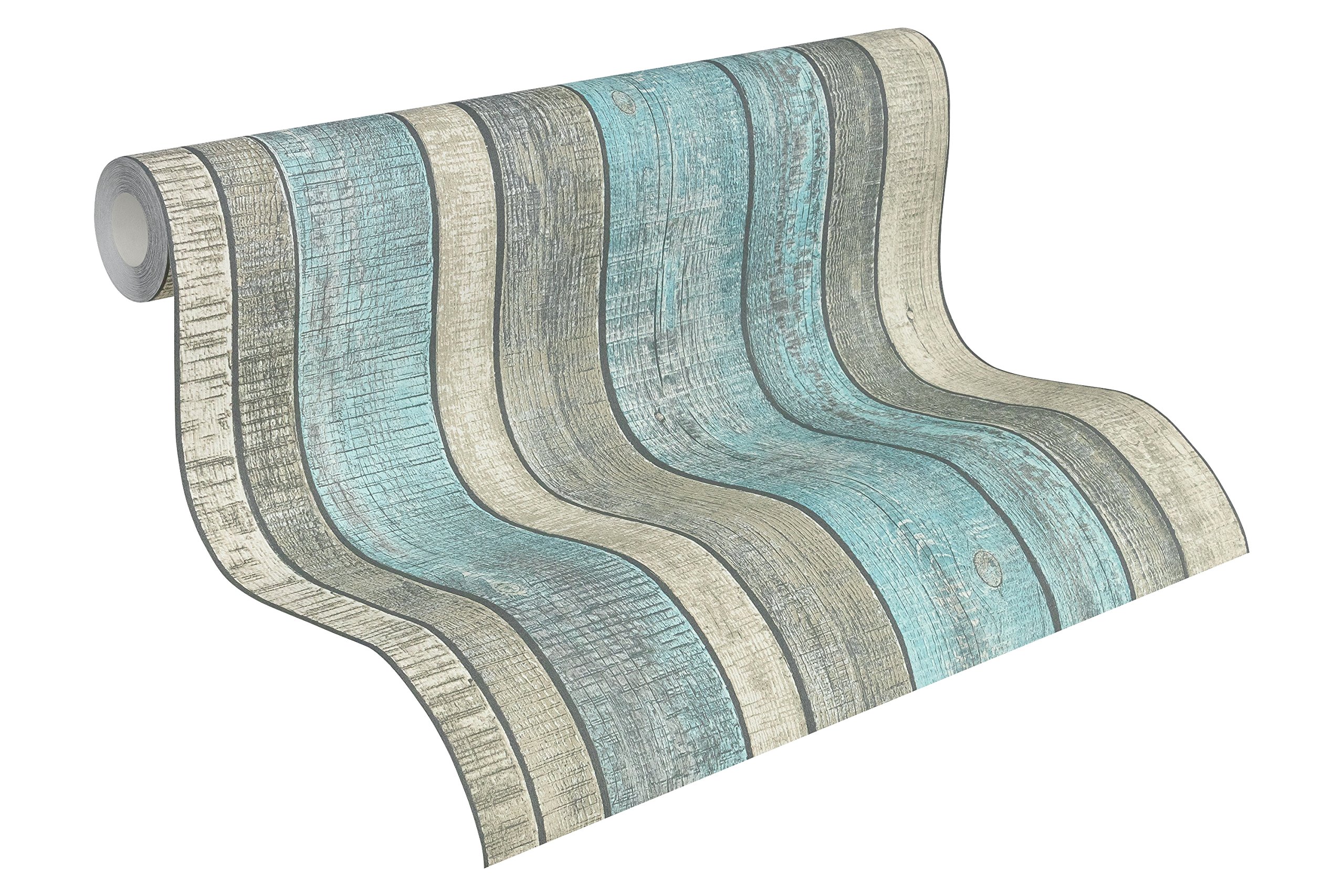 A.S. Création Wood Wallpaper Elements Non-Woven Wallpaper 10.05 m x 0.53 m Blue Grey Creme Made in Germany 319932 31993-2