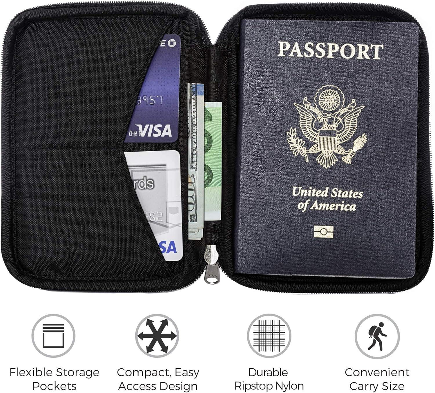  | Zero Grid Passport Wallet - Travel Document Holder w/RFID Blocking | Passport Wallets