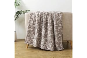 Caressma Coverlet Pink Mist(50” x 60”), Boho Design with Softness 3D Decorative Jacquard Weaved Bedspread, Farmhouse Floral Coverlet for Chair Sofa Bed