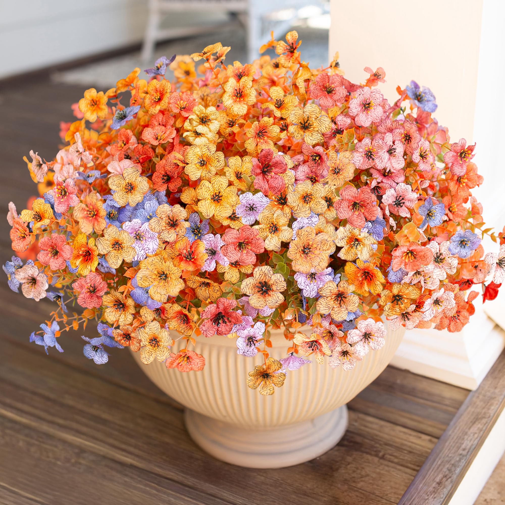 HyeFlora Artificial Fall Flowers Faux Mums for Outdoor Indoor Garden ...