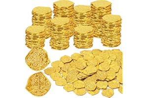 FULLIVE 120 PCS Pirate Decorations, 1.38 in Pirate Coins, 0.06 in Spanish Coins Fake Coins Plastic Coins Gold Coins Toys Coins for Kids, Pirate Party Decor Pirate Treasure Game Hunt Party Supplies