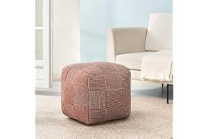 Anji Mountain 100% Handmade & Handcrafted Comfortable Home Décor Pouf Ottoman Footrest for Living Room, Bedroom, Nursery, Kidsroom, Patio Furniture - (20" x 20" x 20" - Teak)