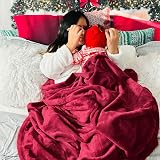 Bedsure Fleece Throw Blanket Dark Red 130x150 cm Soft Microfibre view 6