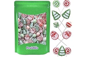 Fruidles half Pound Christmas Lollipop Santa, Tree, Swirl, Candy Canes, and Sweet Ball Assortment Mixed Fruit Flavor, Individually Wrapped (Half-Pound)