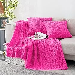 Homiest Cable Knit Throw Blanket and Pillow