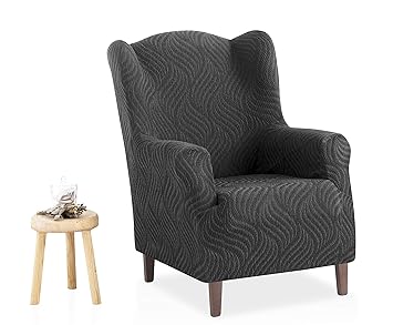 Bartali Elastischer Ohrensesselbezug Aitana, 50% Polyester, 45% Baumwolle, 5% Elastomer, Grau, 1 Quadratisch