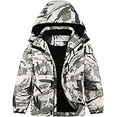UMMTOM Boys Waterproof Ski Jacket Fleece Lined Warm Winter Snow Coat Hooded Winter Jacket for Kids