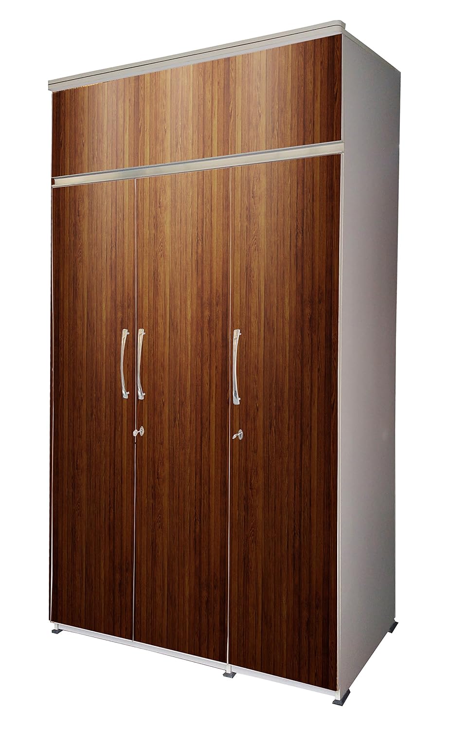 BigSmile Enterprises Furniture Wooden Texture 3 Door Wardrobe (7 x 4 ft