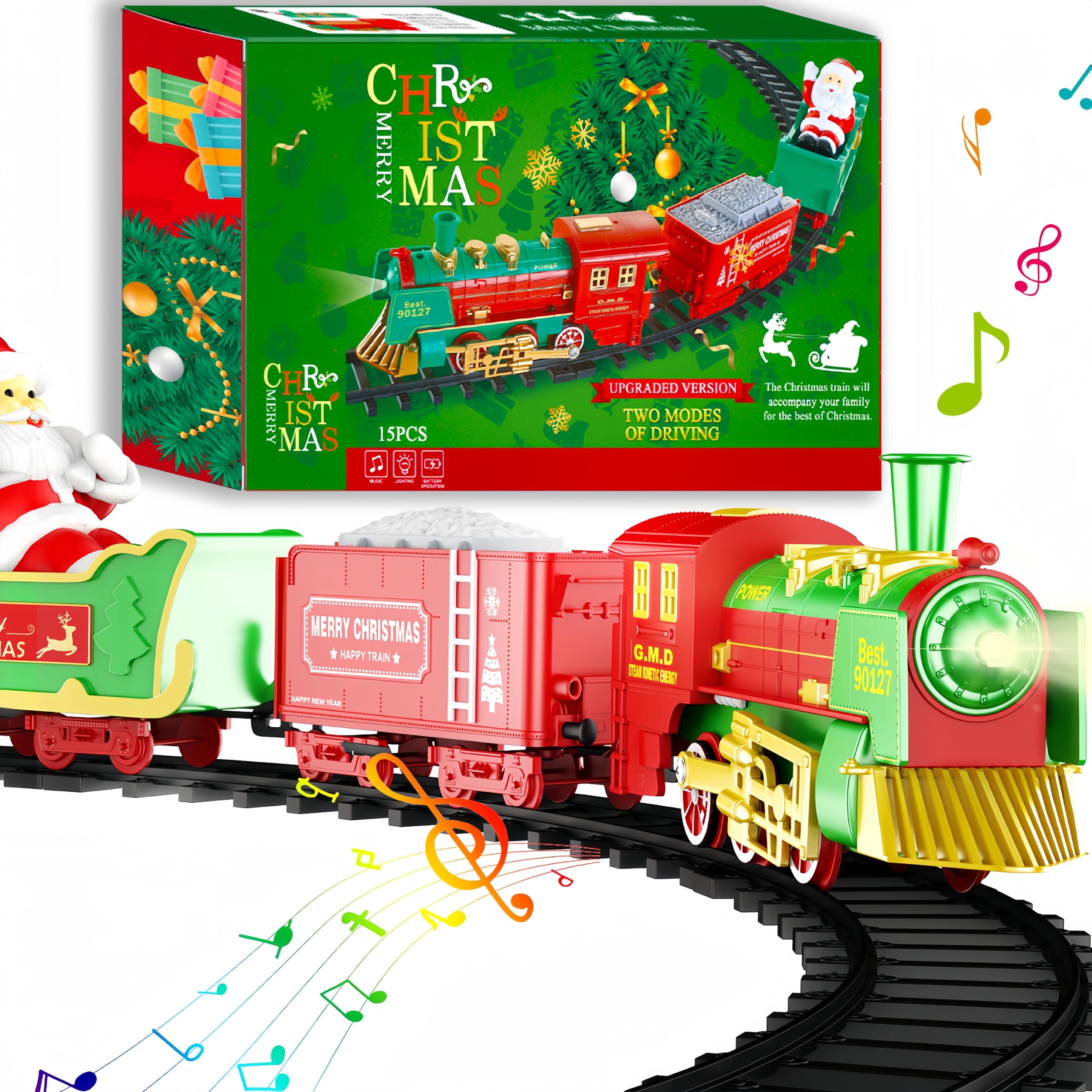 Photo 1 of Train Set-Christmas Train Sets for Around The Tree, Toy Train Sets with Sound and Lights, Toddler Model Trains for 3 4 5 6 7 8+ Years Old Kids Gifts