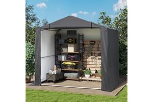 COVERONICS 6' x 4' Outdoor Storage Shelter Shed- Heavy Duty Storage Tent with Roll-up Ventilated Door and Sloping Roof, Portable Storage Tool Shed for Backyard Garden Patio, Gray