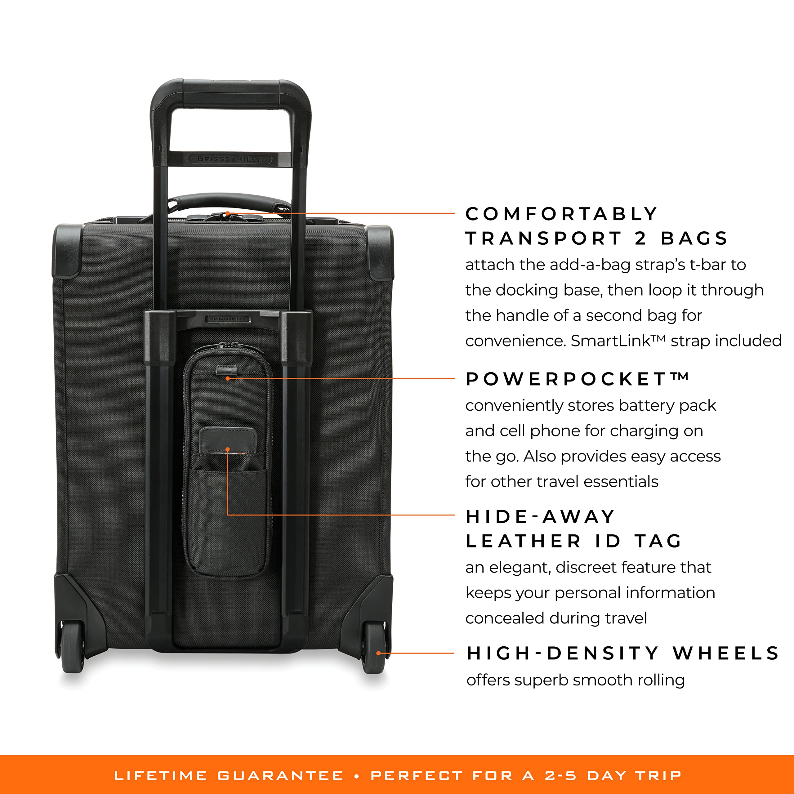Briggs & Riley Global 2-Wheel Expandable Carry On - Luggage for International Travel, Suitcases with Wheels, Softside Rolling Bag for Men & Women, Self-Repairing Zipper - Baseline Collection, Black